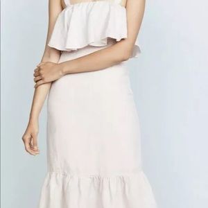 Winston White Verona Dress Linen Sz XS Lavender MIDI Ruffles.